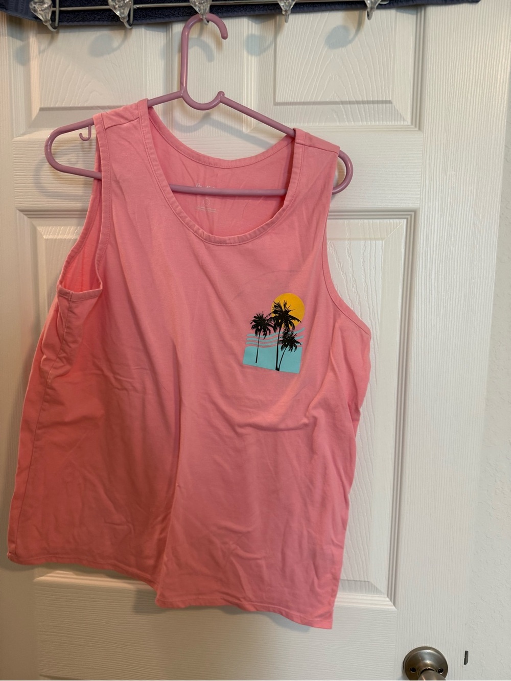 Goodfellow & Co Pink Graphic Tank with Sunset Pocket Print